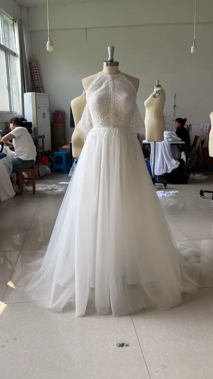 Robe De Noiva dentelle Halt Boho robe De mariée une ligne 2025 pour les femmes une ligne ivoire dent