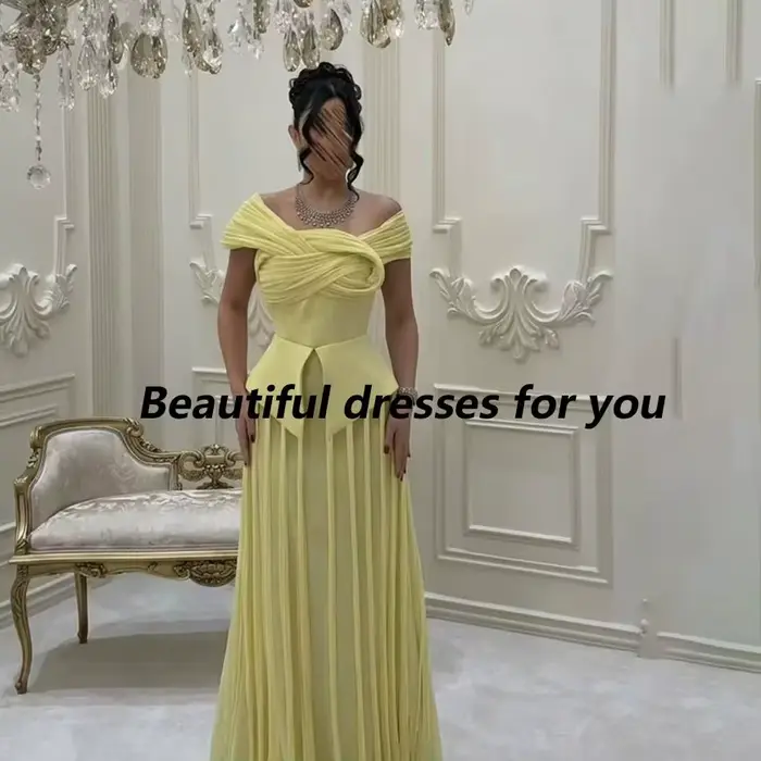 Robe de soirée jaune élégante personnalisée
