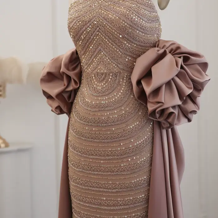 Sharon Said-Robe de soirée de luxe rose poussiéreux arabe pour femme