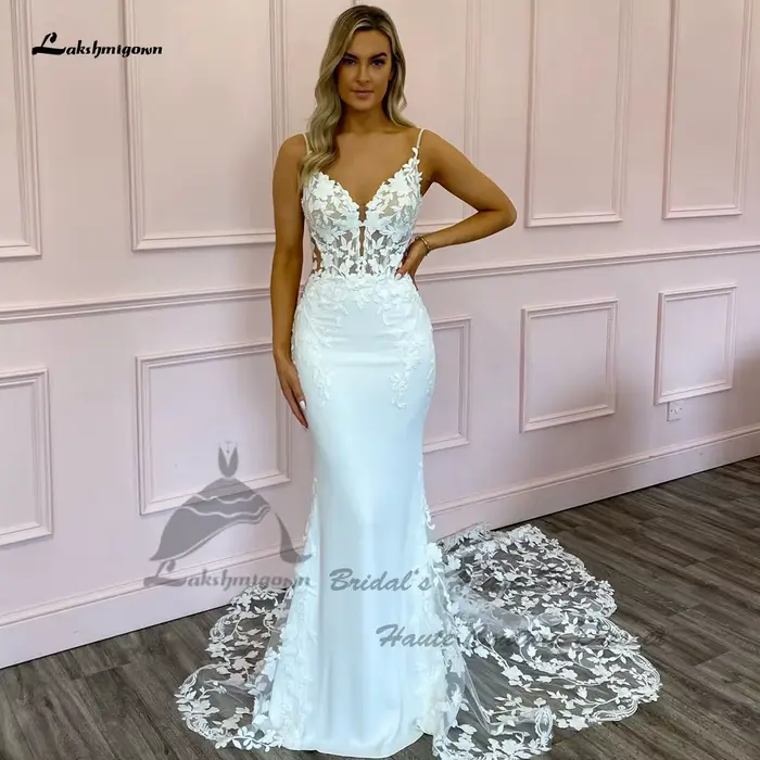 Yanshmigown-Robe de Mariée Sirène en Dentelle Personnalisée