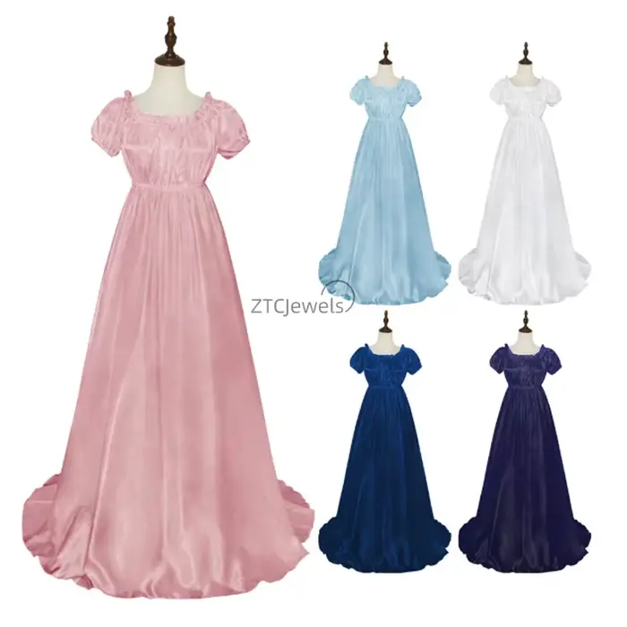 Robe Médiévale Victorienne à Manches Courtes pour Femme