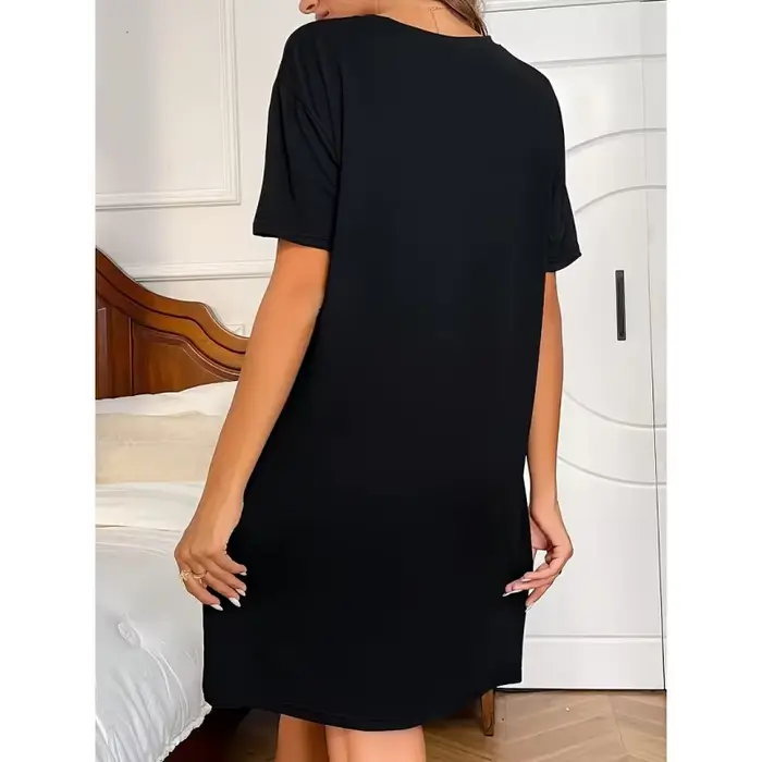 Robe à col rond avec imprimé chaton mignon