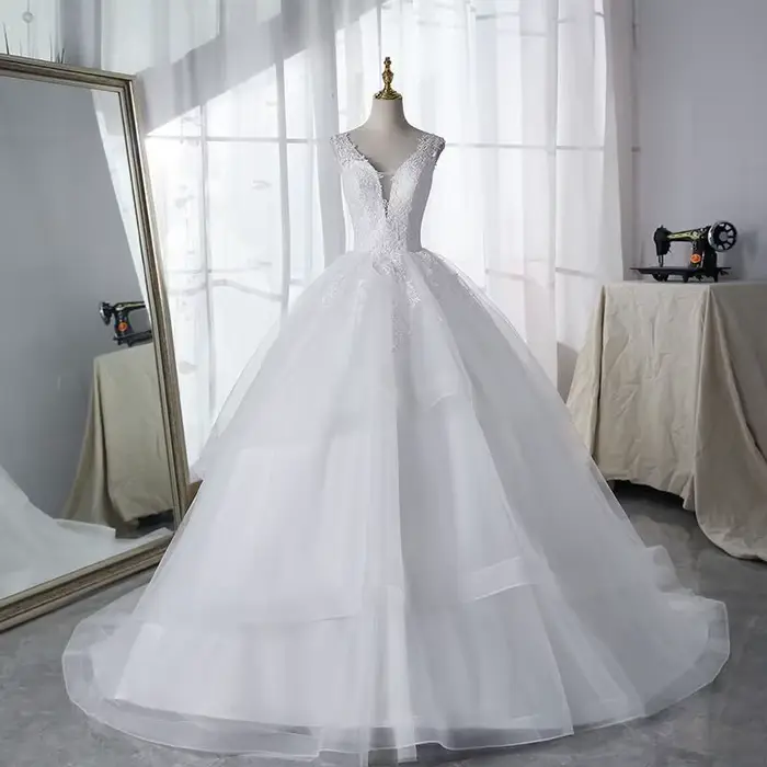 Robe de Mariée de Plage Style Boho, Tenue de Princesse, Bleu Glacé, Double Dentelle, à Volants, Col 