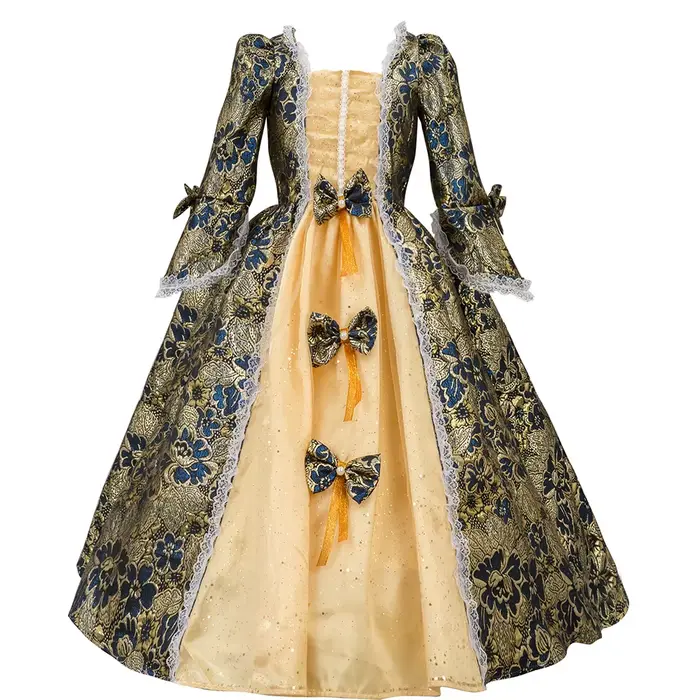 Robe victorienne rococo pour filles, brocart, motif Floral, robe de bal d'anniversaire, Costume de v