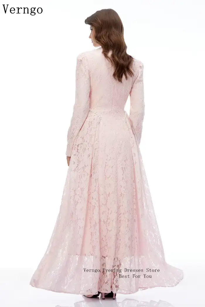 Verngo – robe de soirée de luxe en dentelle rose