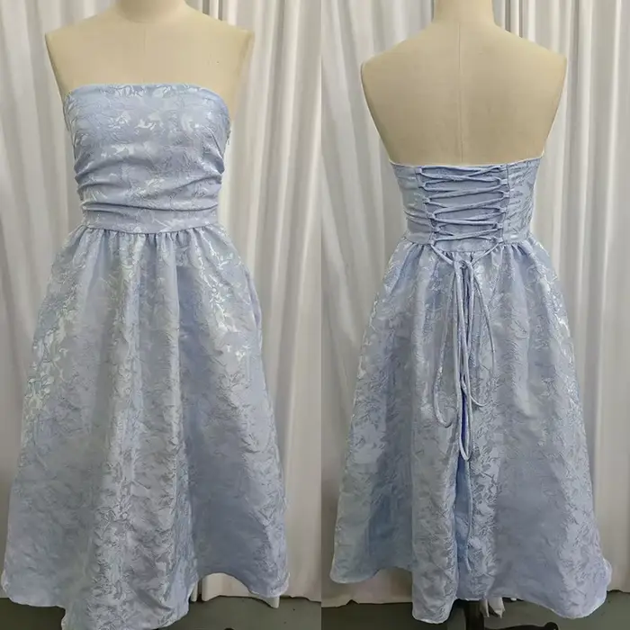 Robe Giyu en polyester jacquard à motifs fleurs pour femmes - style sexy et club - sans manches - mi-mollet - été 2025