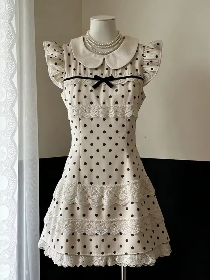 Robes vintage Y2k, jupe à pois des années 90, robe punk en dentelle, robe élégante féminine, style f