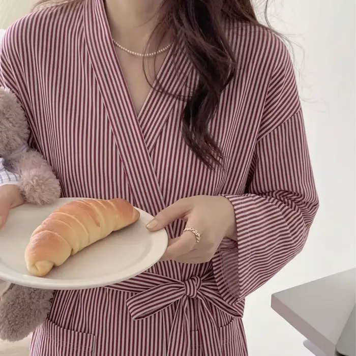 Robe rayée rose élégante pour femme printemps automne occassions spéciales française décontractée et luxueuse