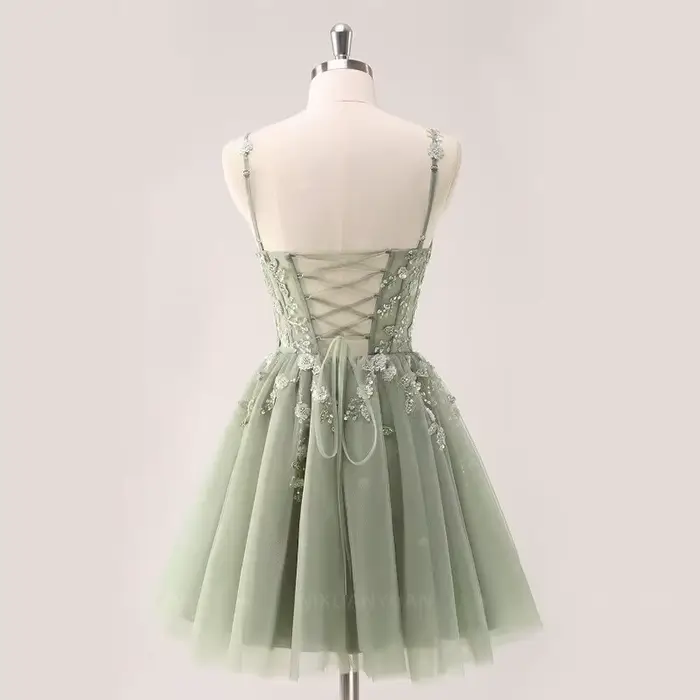 Robes De soirée en Tulle avec des appliques en dentelle pour adolescents