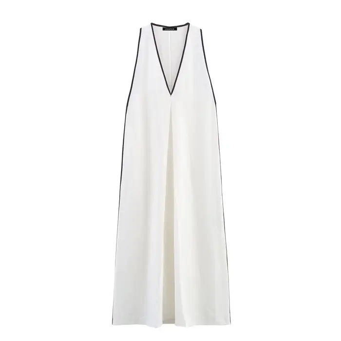HH femmes vacances nouveau solide col en v lin mélange robe mi-longue été femme élégante Sexy sans m