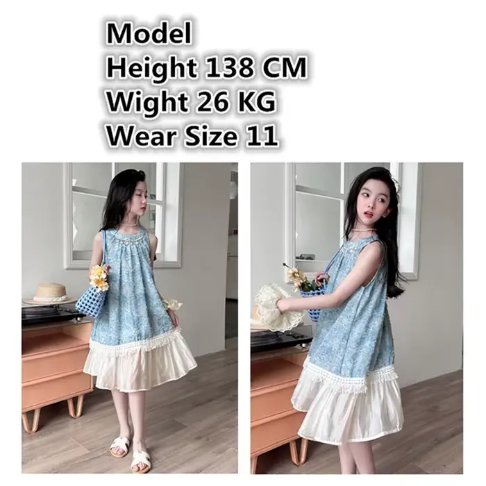 Robe élégante en tissu Jacquard bleu pour filles