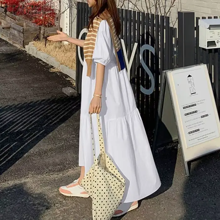 Robe d'été élégante rouge et blanche pour femmes