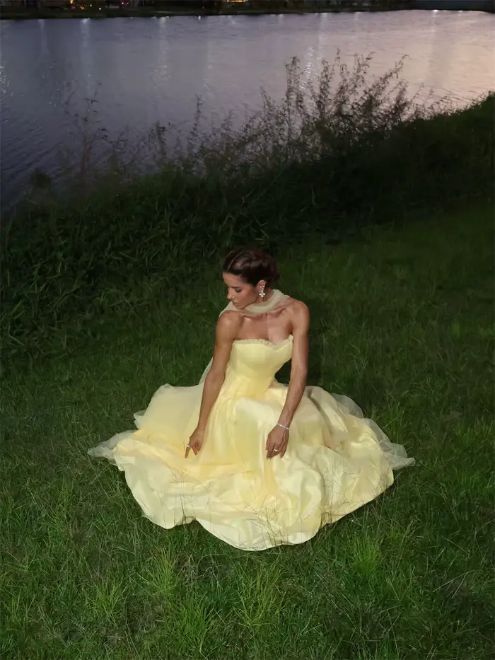 Robe de soirée bustier personnalisée Contessa jaune citron