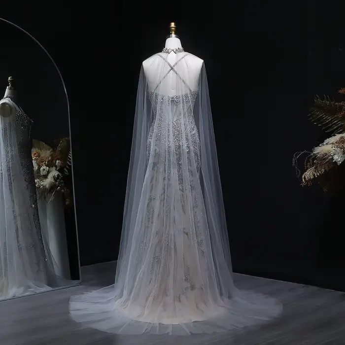 Robe de soirée Sharon Said en polyester avec cape sirène élégante pour femmes occasions spéciales soirée officielle