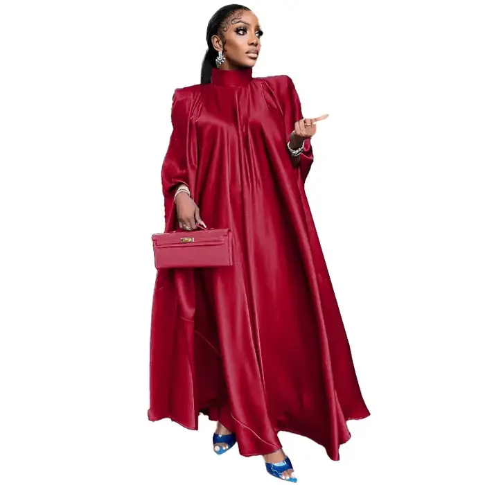 Abaya-Robe de soirée en satin uni pour femmes, robe musulmane de luxe, robe indienne de Dubaï, pull