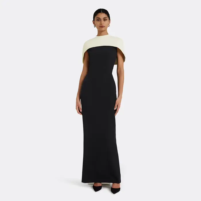 Robe de soirée personnalisée Cape Beige col rond longueur de plancher colonne robes