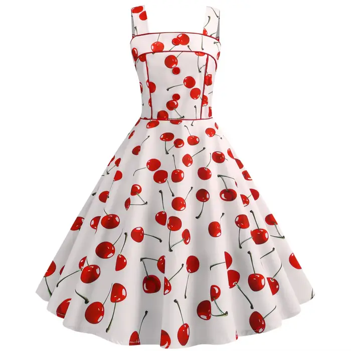 Robe de Cocktail Rockabilly Vintage pour femmes, col en V, sans manches, taille haute, grande Robe t
