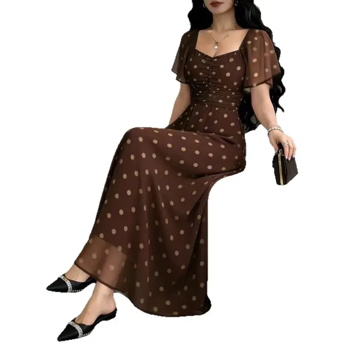 Nouvelle Robe à Pois 2026 pour Femme