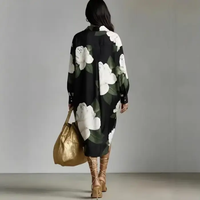 Robe chemise à motif floral élégante pour femme