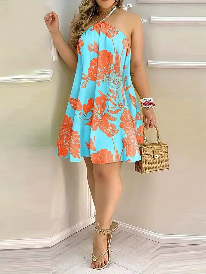 Mini robe dos nu à imprimé floral pour femmes
