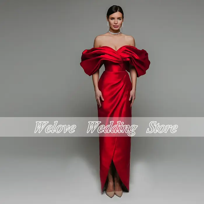 Robe de soirée rouge élégante pour mariée sans manches longueur au sol occassions spéciales bal mariage soirée festive