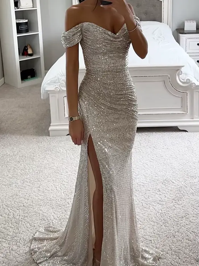 Robe longue à paillettes pour femmes