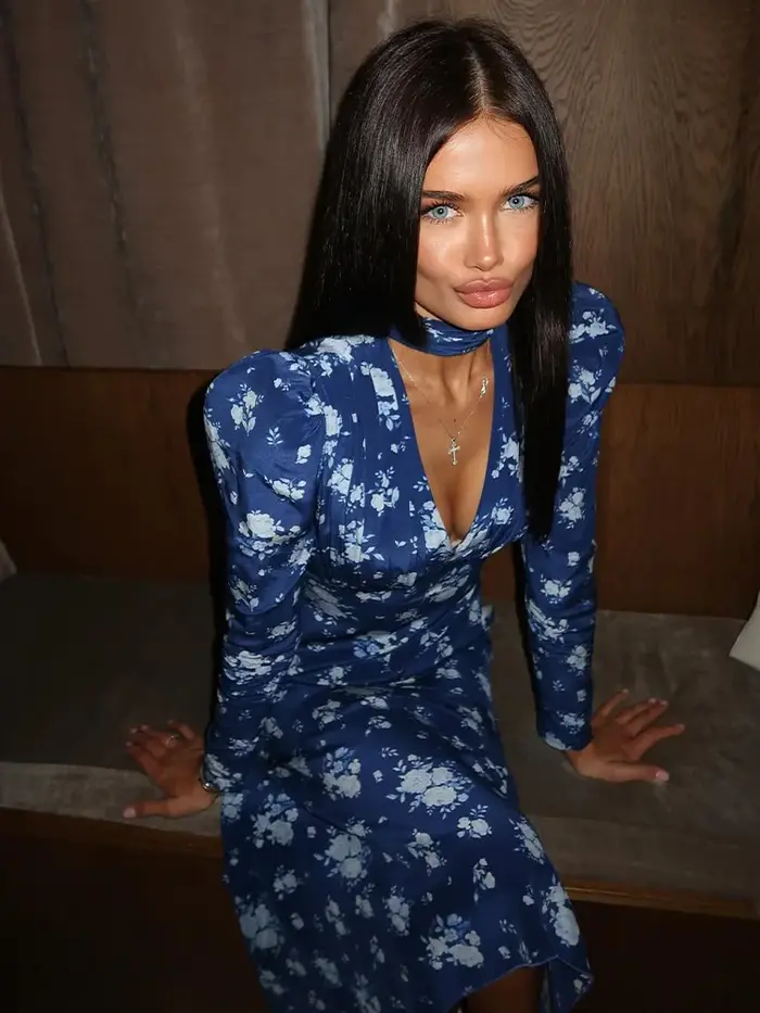 Robes imprimées pour femmes mode Sexy Streetwear col en v régulier manches longues moulante mi