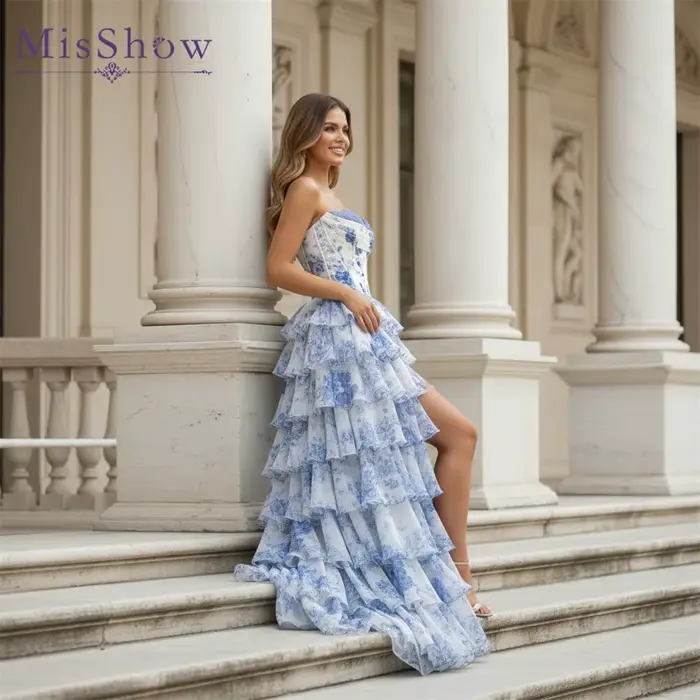 Robe de soirée longue en mousseline MisShow pour femme