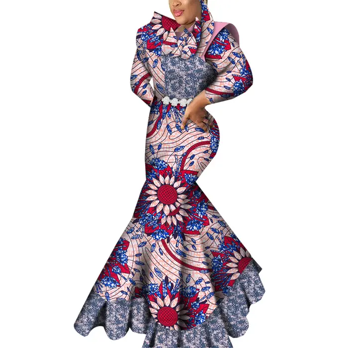 Robes Ankara pour femmes, tenue de soirée, longue, vide, tambour imprimé africain, Dashiki, vêtements africains, WY7093