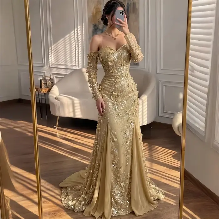 Robe de soirée personnalisée à sequins pour femme