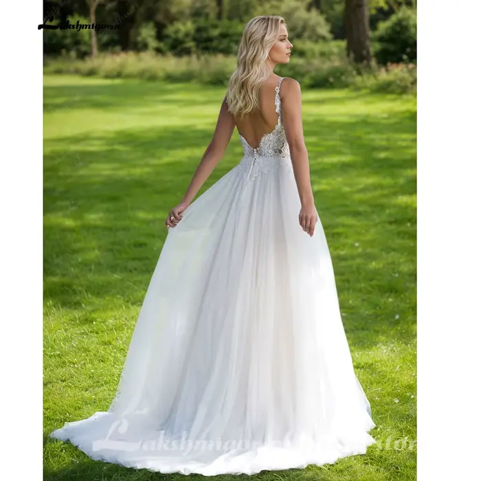 Lakshmigown – robe de mariée bohème à bretelles spaghetti