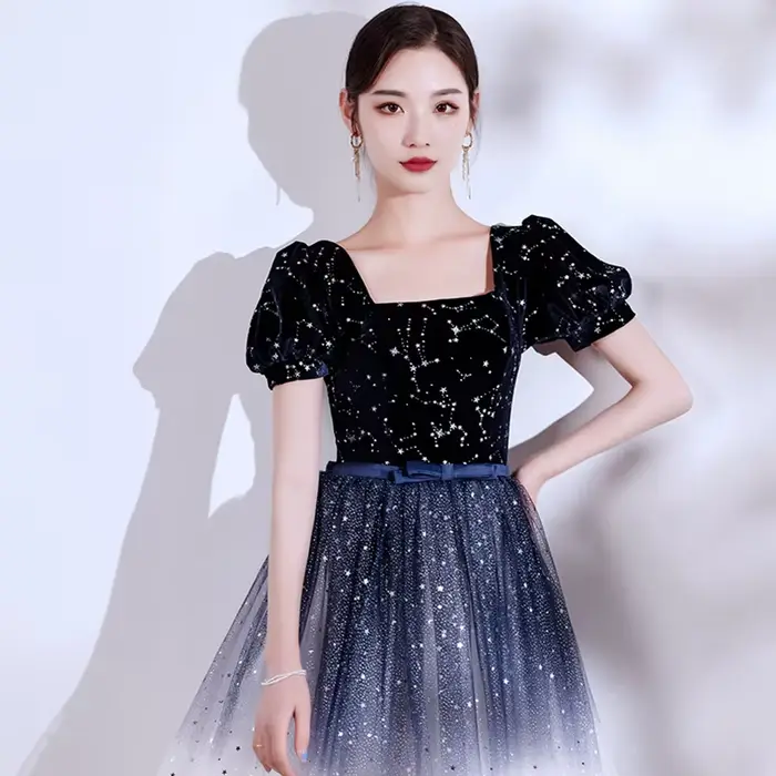 DongCMY-Robe de Bal Courte en Tulle à Paillettes
