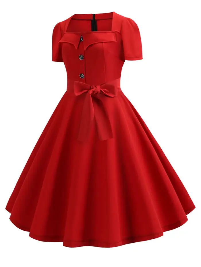 Robe rockabilly swing pin-up vintage chic pour femmes occasions spéciales été polyester et coton taille large palette de couleurs