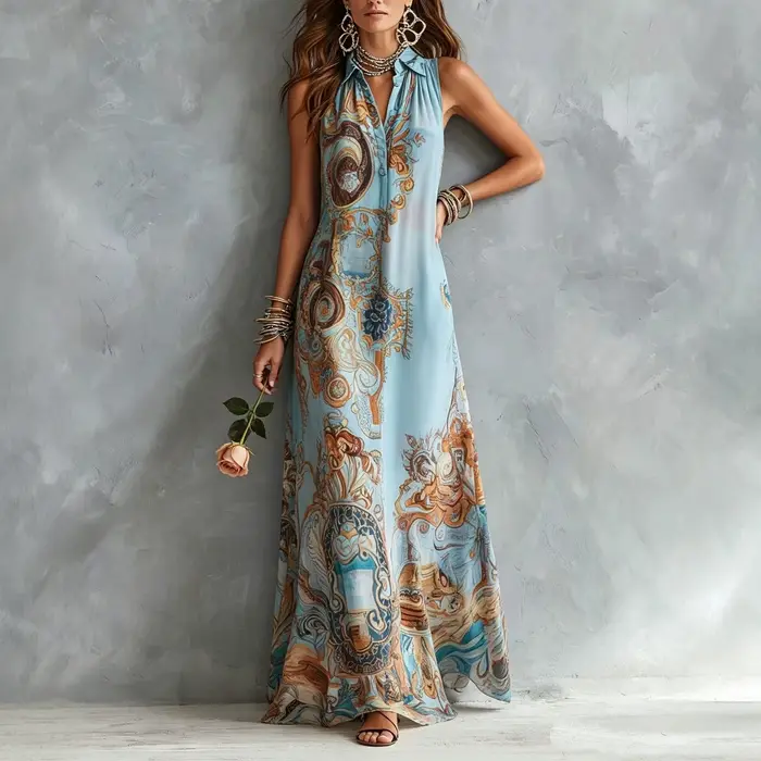 Robe longue élégante sans manches pour femme