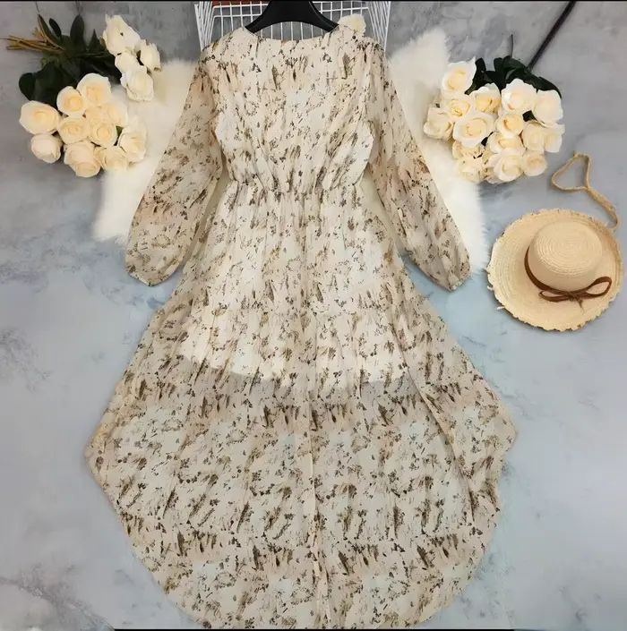 Robe bohème col V imprimée fleurs décontractée pour femmes polyvalente automne casual chic occassions multiples