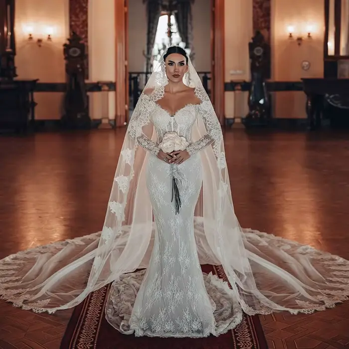 Eightree-Robe de mariée sirène à manches longues