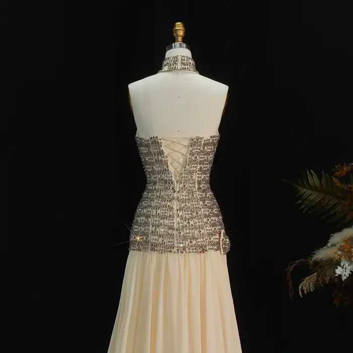 Sharon Said – robe de soirée dorée haut de gamme