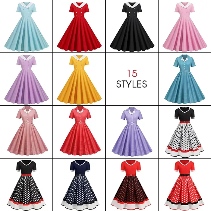 Robe de Soirée Rétro Vintage Polyester Imprimé à Pois Pour Femmes Occasions Spéciales Style Hepburn Pin Up Rockabilly