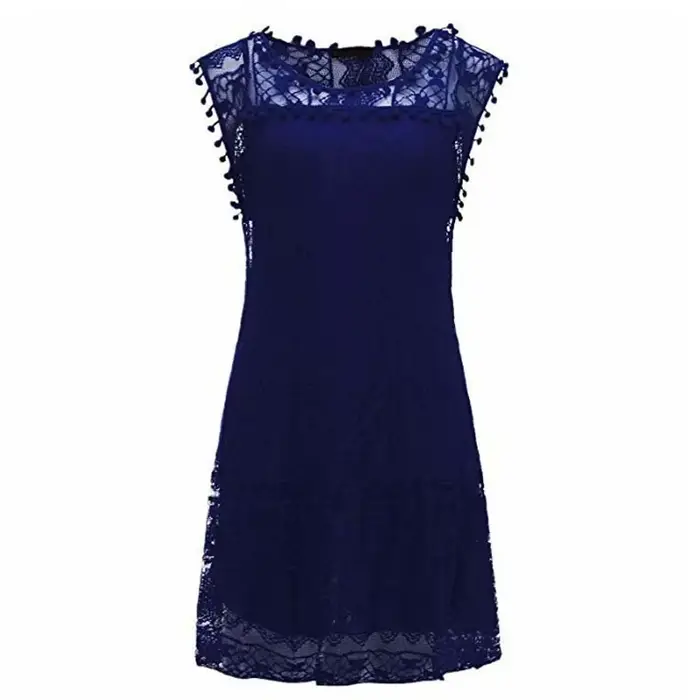 Robe en dentelle blanche mini décontractée sans manches pour femmes, occasion spéciale, été, plage, soirées en terrasse