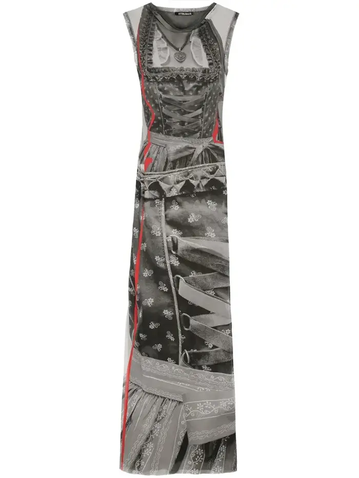 Débardeur Maxi robes pour femmes mode Sexy Streetwear Kitty imprimé sans manches col rond maigre longues