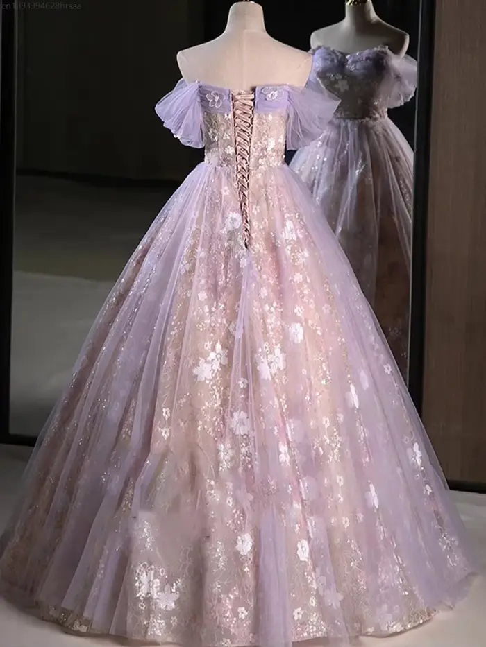 Robe de soirée de luxe rose violet pour femmes