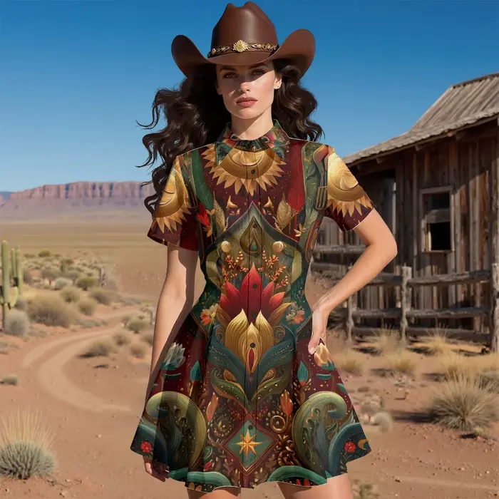 Robe boutonnée de Style occidental Vintage pour femmes