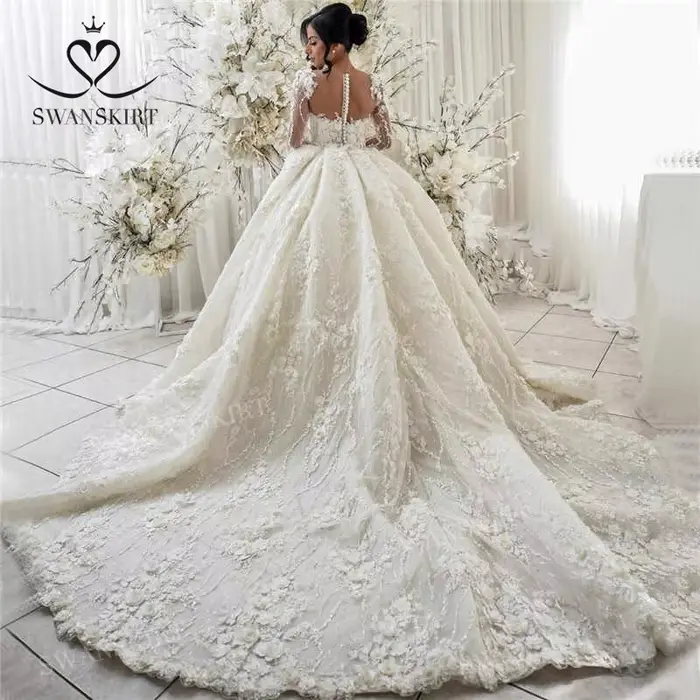 Robe De mariée De luxe à manches longues