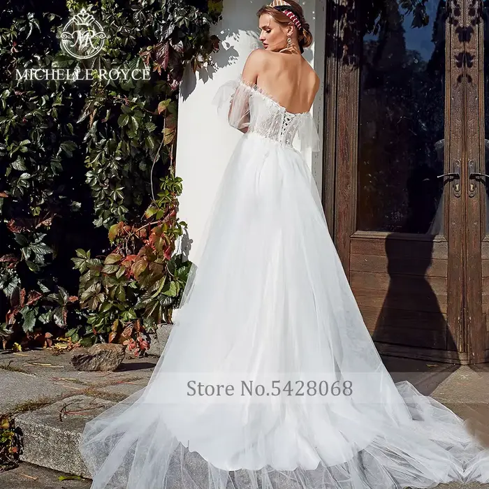 Michelle Royce-Robes de mariée dos nu à lacets 2 en 1