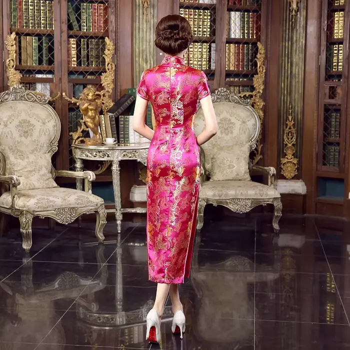 Robe Qipao traditionnelle chinoise à col mandarin pour femme