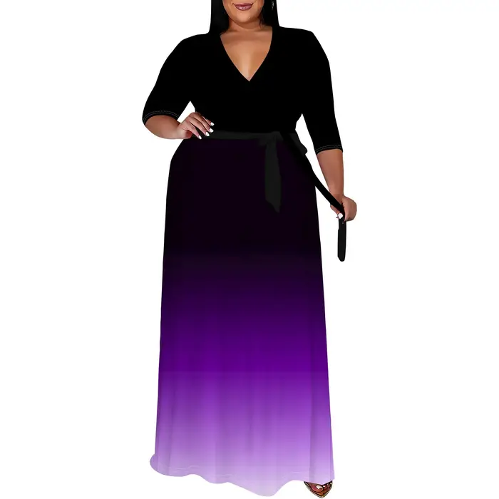 Robe longue florale fluide grande taille pour femmes avec ceinture décontractée pour printemps été ocassions spéciales