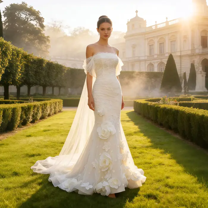Robes de mariée élégantes Sheer Fairy pour femmes