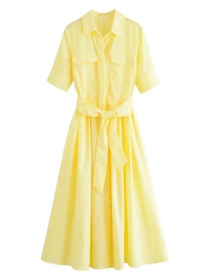 Robe chemise à manches courtes pour femmes