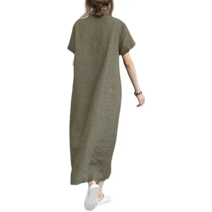 Robe décontractée pour femme en coton et lin