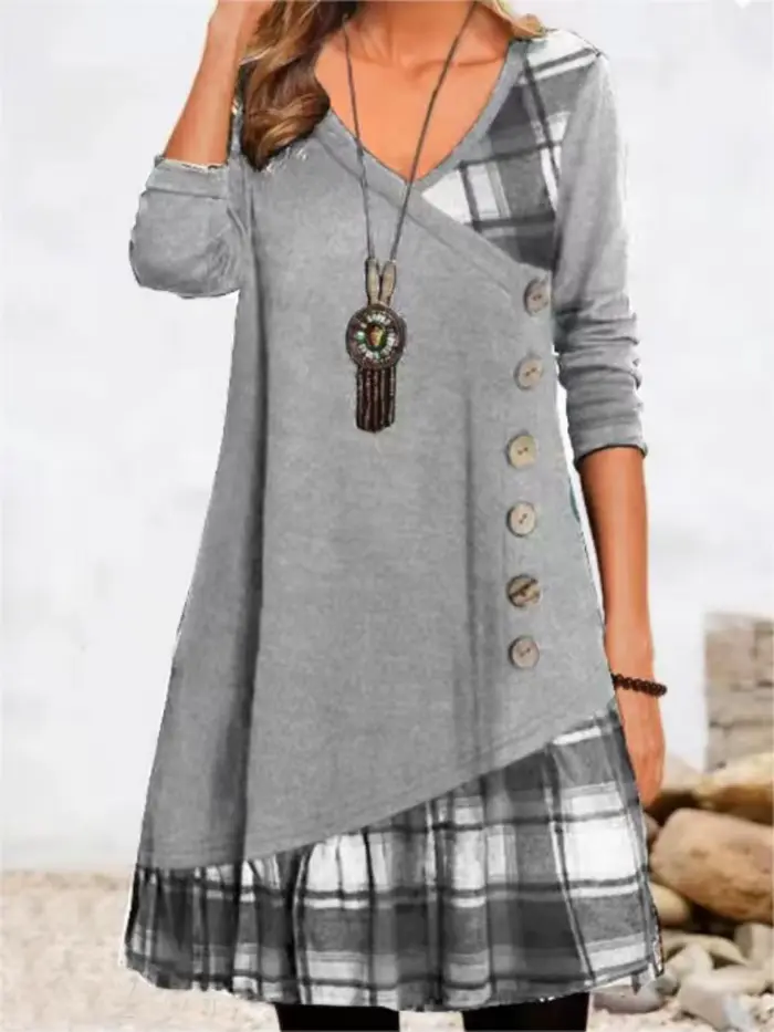 Robes pour femmes européennes et américaines automne et hiver élégant quotidien robe de soirée ample boutons